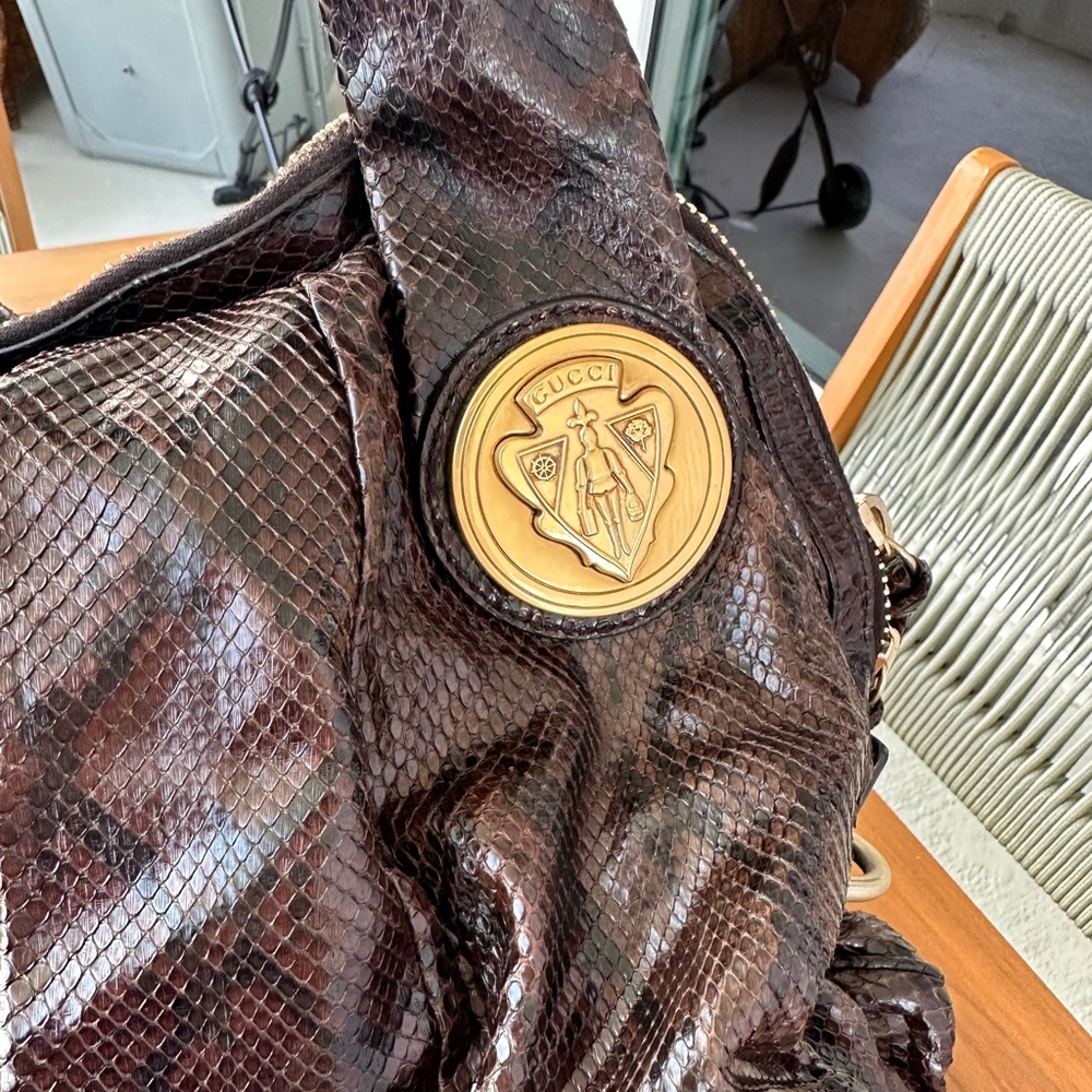 Authentic Python Skin Gucci Tote Handbag - image 3